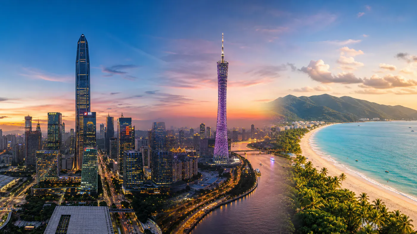 Shenzhen Ping An Finance Centre, Guangzhou Canton Tower and Sanya tropical coast